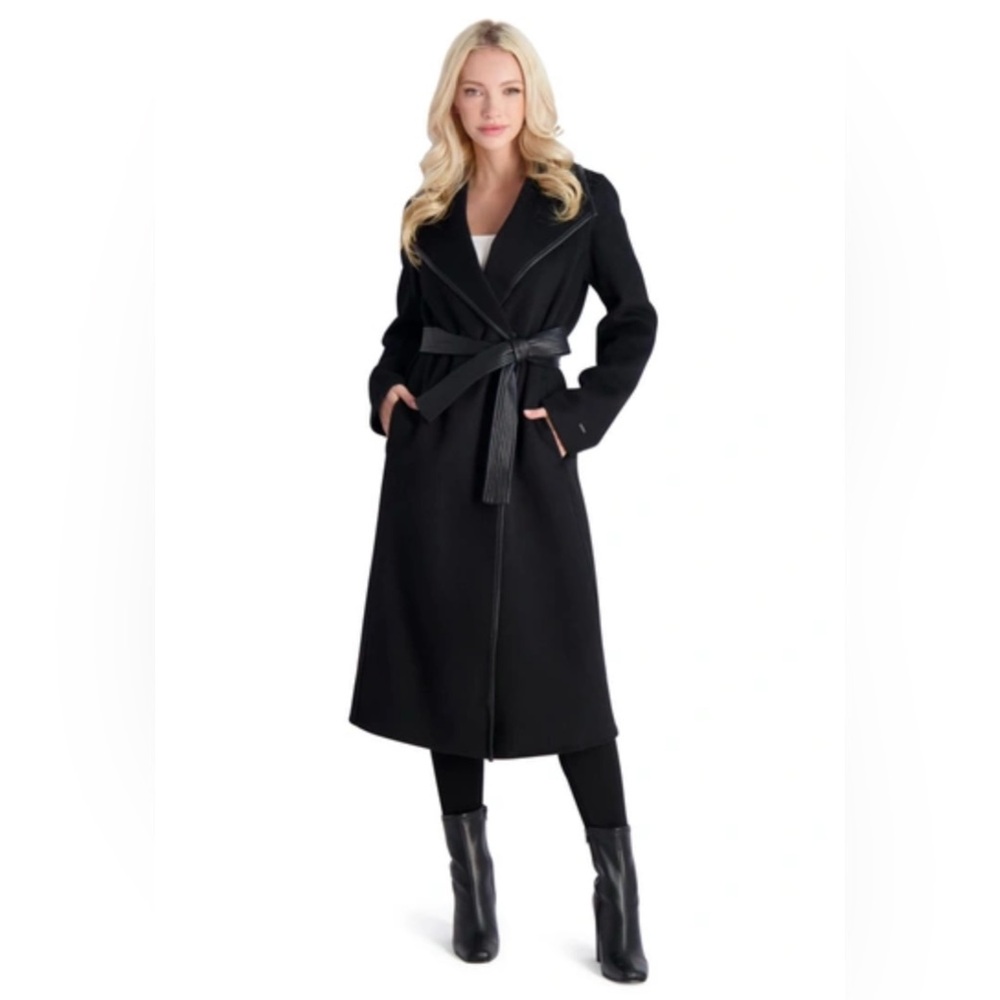 Tahari JULIETTE WOMENS WOOL BLEND WARM WRAP COAT IN GREEN